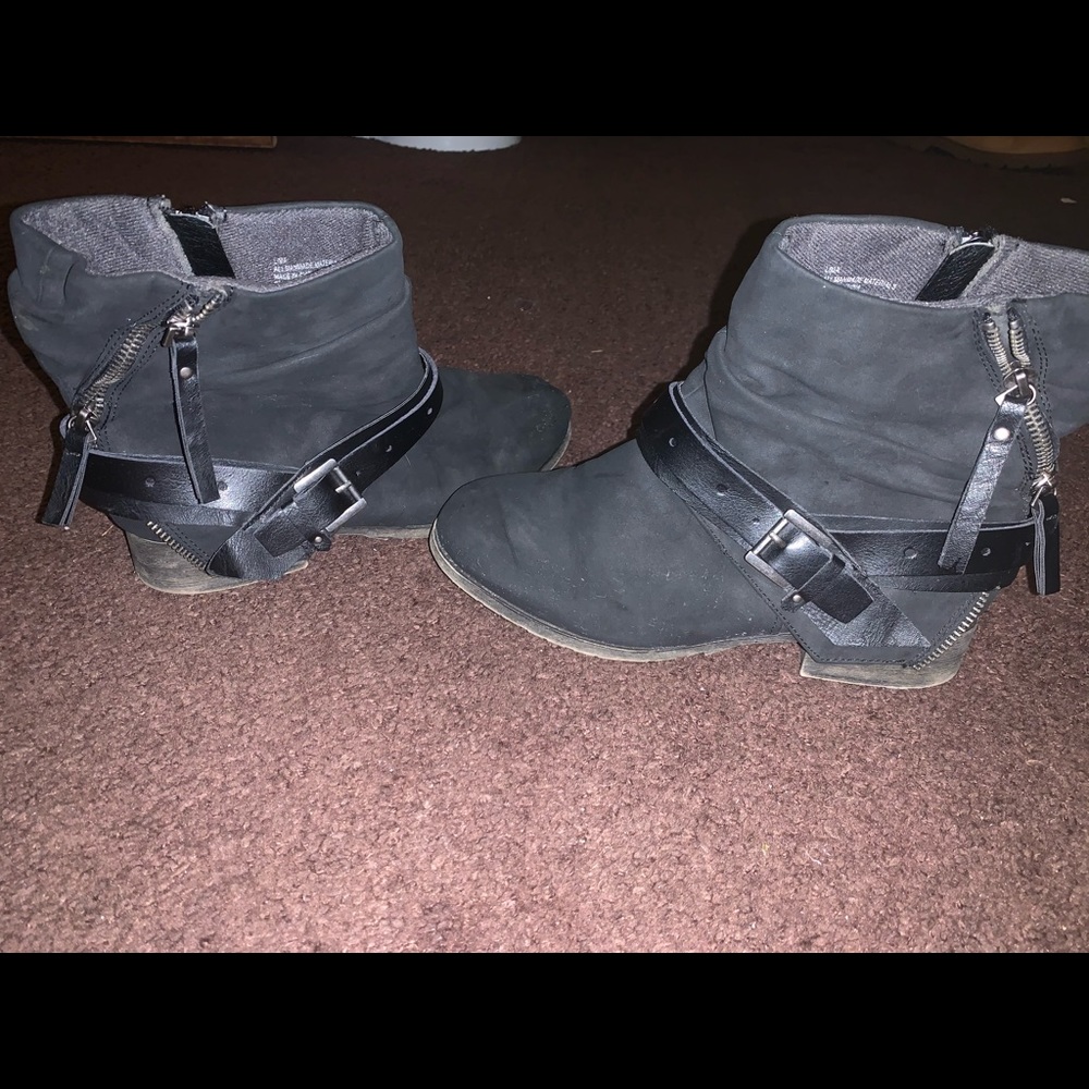 Black strapped booties